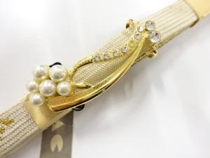 未使用品　パール帯留め・正絹手組帯締めセット